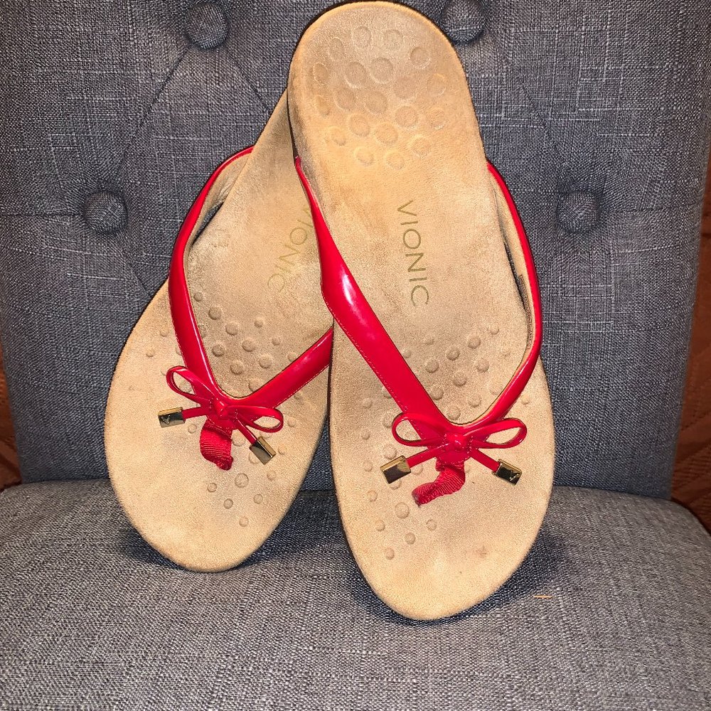 Vionic Bella Bow Red Flip Flop Sandals